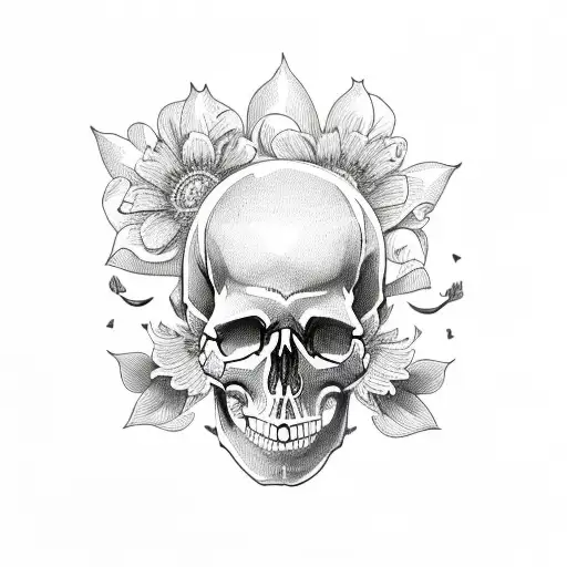 Skull With Flowers And Pomegranate