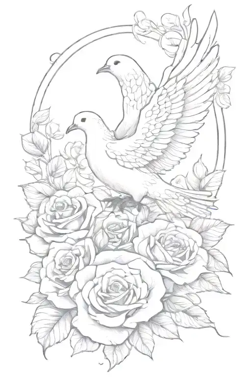Dove Life Line With The Letter E And An Eternal Rose