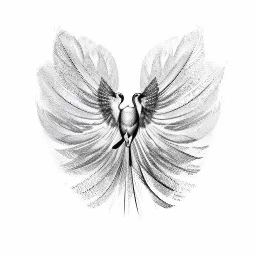 A Realistic Sketch Of A Bird In Flight With Feathers Forming The Shape Of Portugal