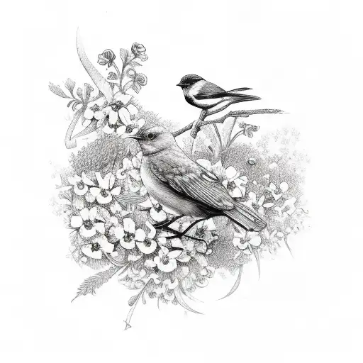 Bird On Flowers