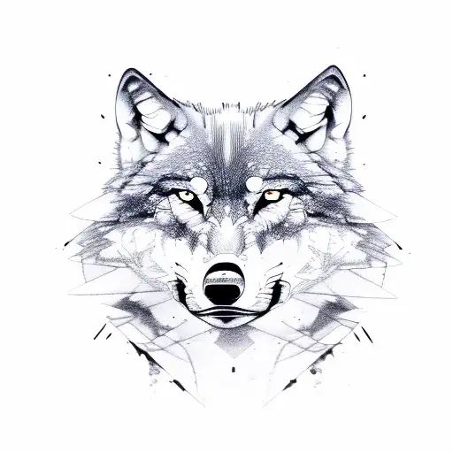 Wolf Face In A Sketch Style