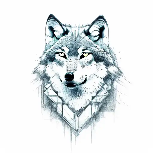 Wolf Face In A Sketch Style