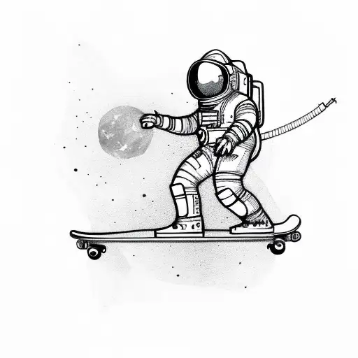 Astronaut Skating Through Space