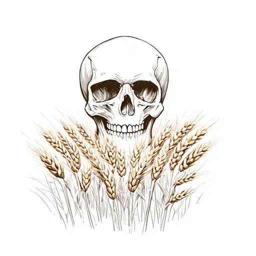 Skull In A Field Of Wheat