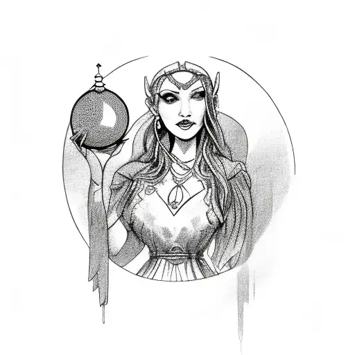 Mystical Witch Holding A Crystal Ball