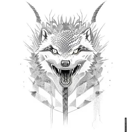 Woman Wolfskin Snake Sword