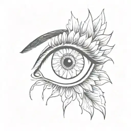 Eye With Sunflower Petals As Lashes