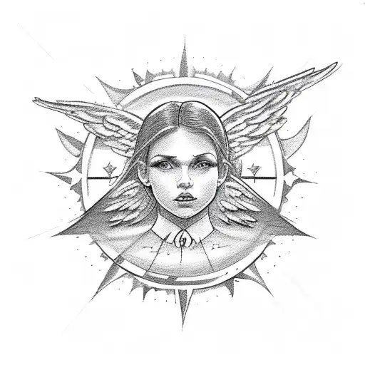 Trashpolka Style Angels Silhouette 3 Stars And A Sun