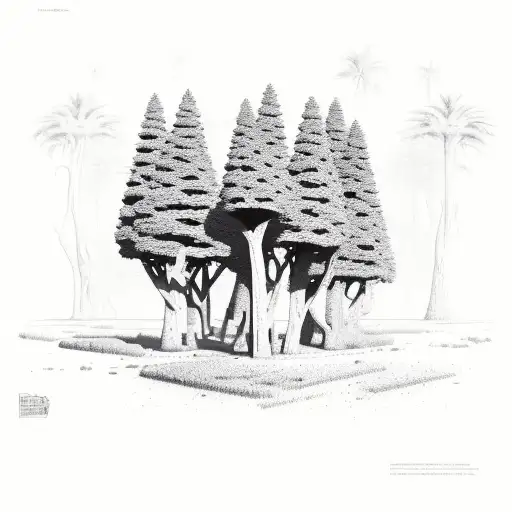 Roman Pilar With Olives And Cupressus Sempervirens