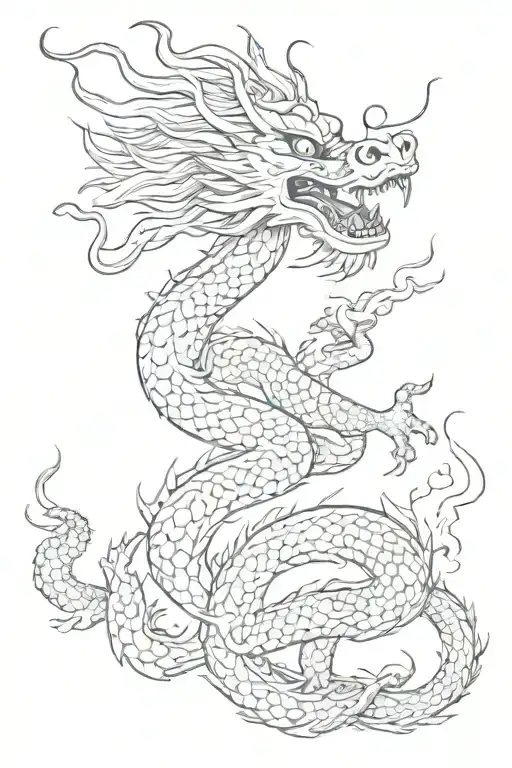 Chinese Dragon With Smoke And Spine