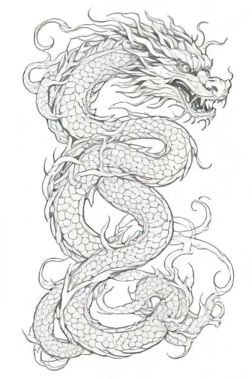 Chinese Dragon With Smoke And Spine