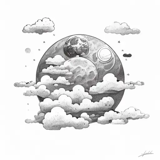 Black Men On The Moon With Clouds Background