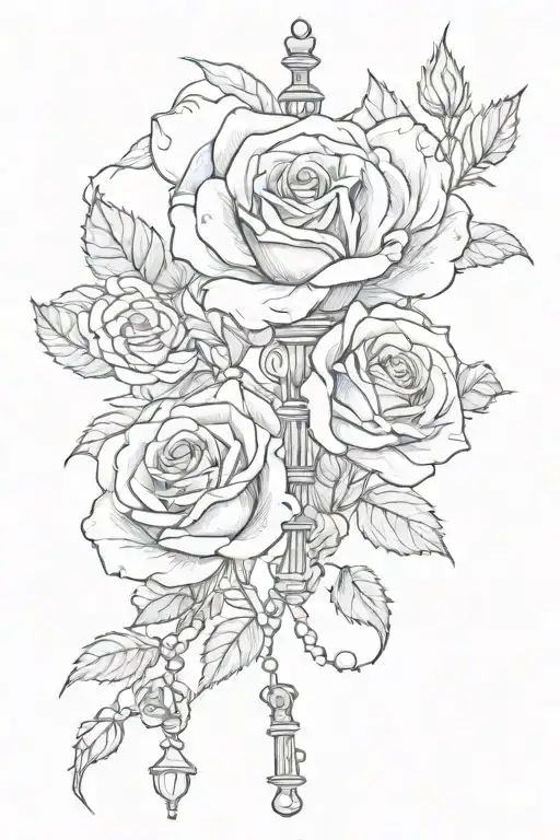 Rosary Beads Roses Intertwined