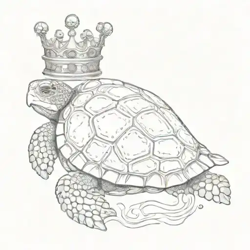 Sea Turtle Wearing A Crown Made Of Tiny Seashells
