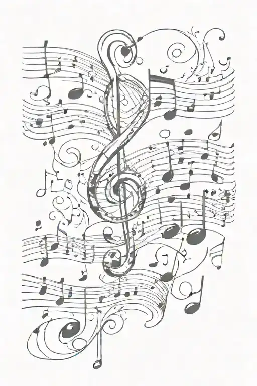 Music Notes And Cards Being Shuffled