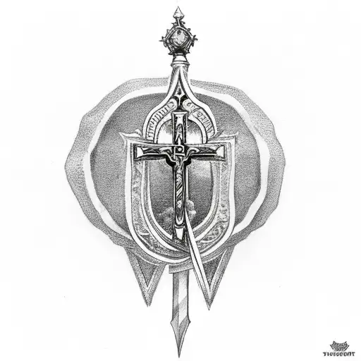 Dagger With A Rosary Wrapped Around It