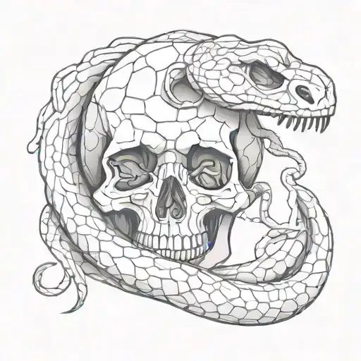 Snake Coiled Around Skull Wearing