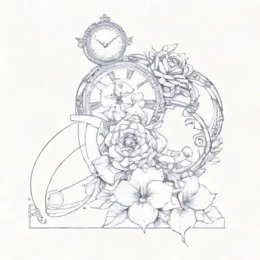 Add Floral And Clock Motifs