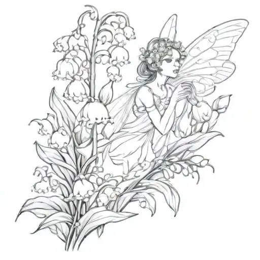 Lily Of The Valley Flowers With A Fairy Standing Behind Them