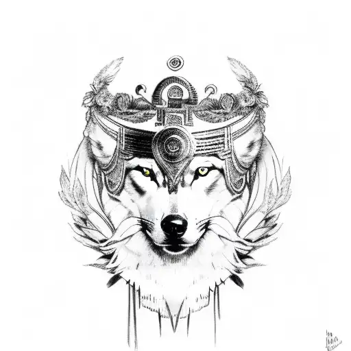Greek Goddess With A Wolf Headdress