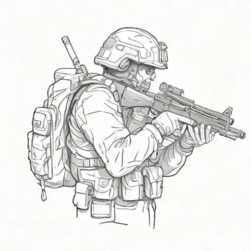 A Soldier Holding A Gun