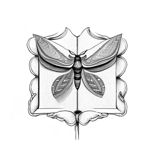 A Beautifully Detailed Moth Emerging From An Open Book