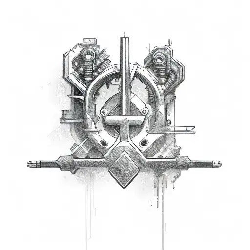 Wrench Music Heart Handshake Tattoo