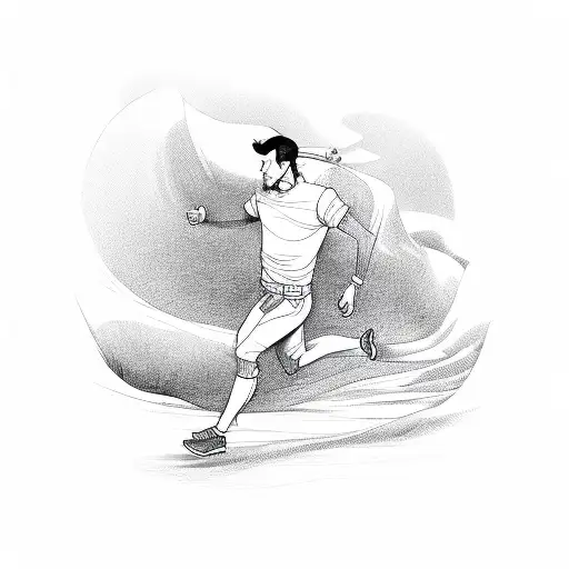 One Line Of A Person Running