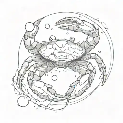 A Crab That Hold The Moon In Its Rght Pincher And A Water Droplet In Its Left Pincher
