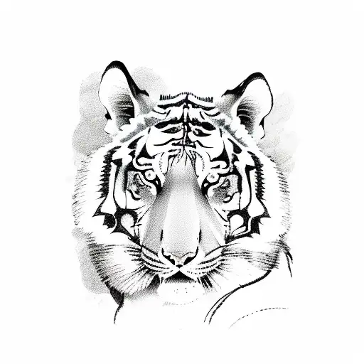 Tiger And Wolf With Roses