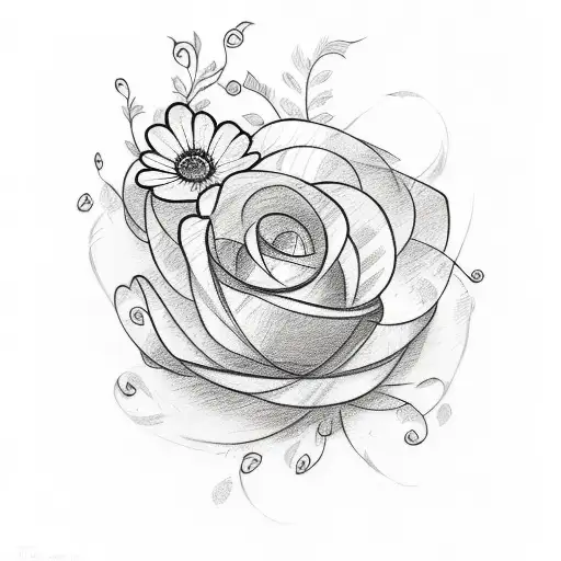 A Sketch-style Tattoo Featuring Your Kids' Names Intertwined With Beautiful Floral Motifs