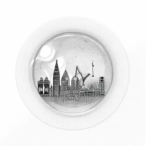 A Coffee Cup With A Skyline Of London And Madrid