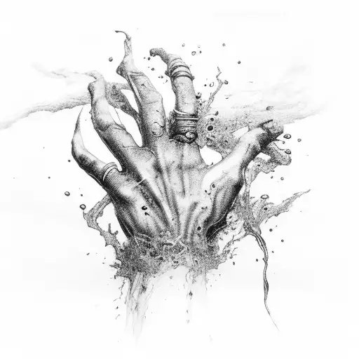 Flash Black Hand With Flowing Black Viscous Liquid