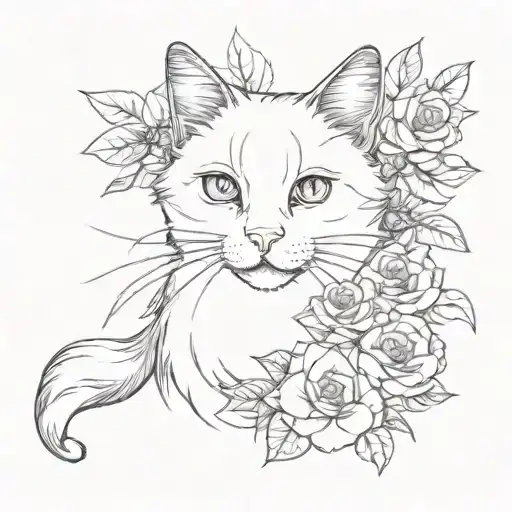 Cat And Flower