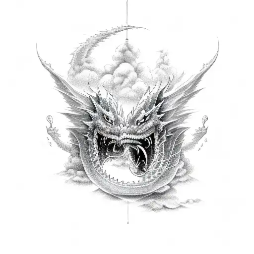 Azure Dragon In Clouds