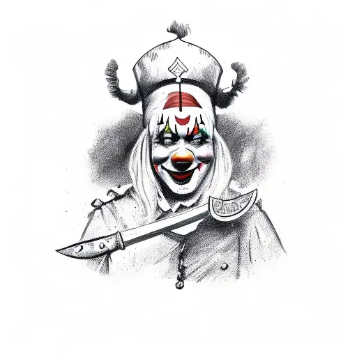 A Clown Holding A Dagger In His Hand