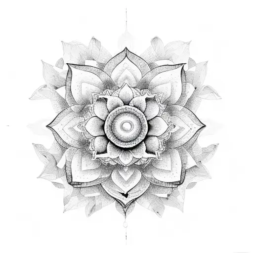 Yin And Yang With Lotus Flower Around