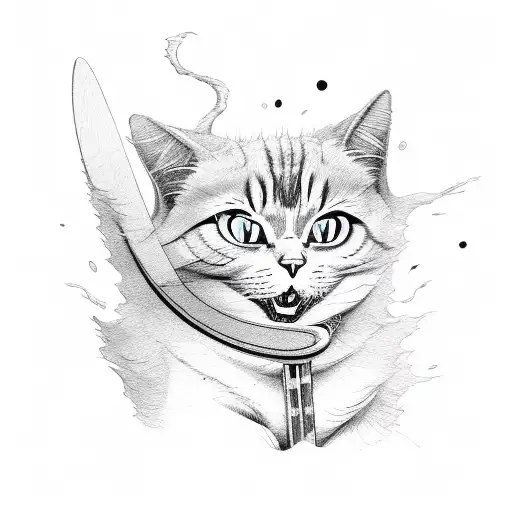 Ghost Cat Riding A Skateboard