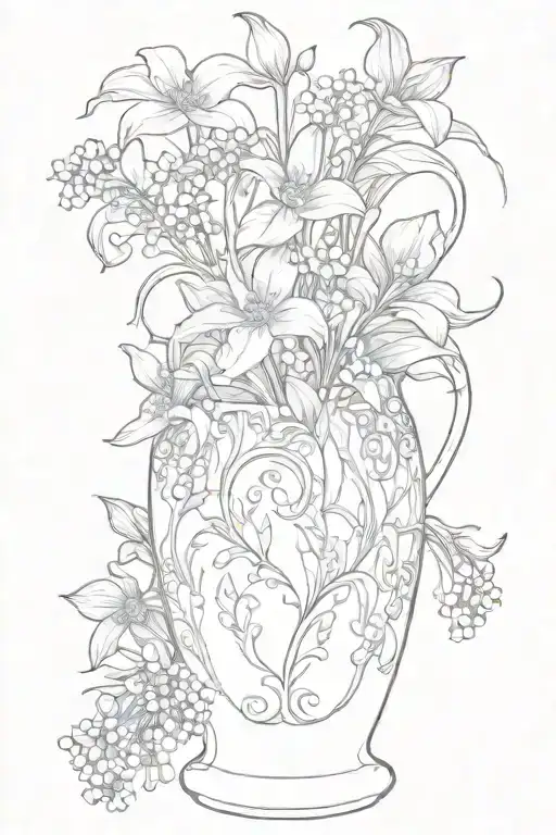 Vase With Forget Me Not Flowers Inside With The Mazzy Star Swan In The Middle Of The Case