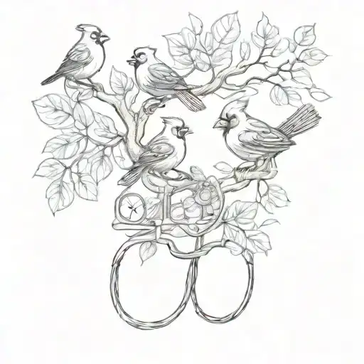 A Stethoscope Intertwined With A Tree Branch And Cardinals Flying Around It