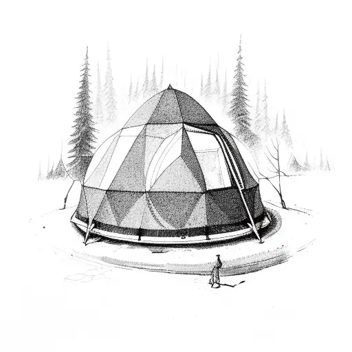 Dome Tent In A Small Forest