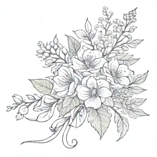 July Birth Flower Bouquet Tied Together With A Ribbon