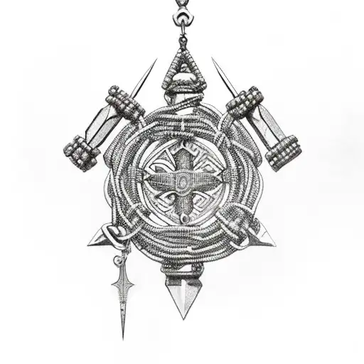 Beaded Rosary Entangled On A Dagger