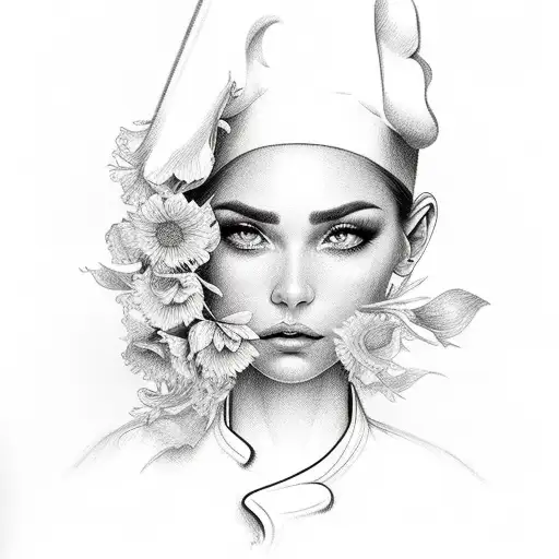 Chef Kniife With Flowers