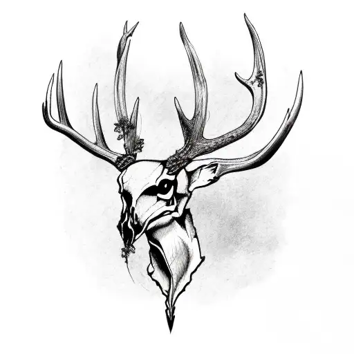 A Whitetail Deer Skull With Arrows And Wilderness