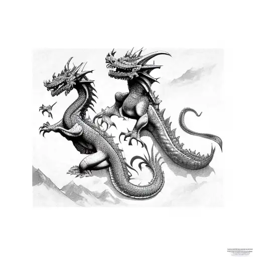 2 Dragons Around A Sword