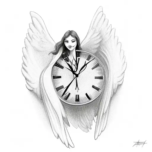 Angel With Clock And Lightining