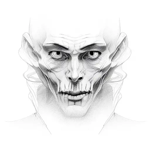 Portrait Of A Ghostly Figure Emerging From Shadows