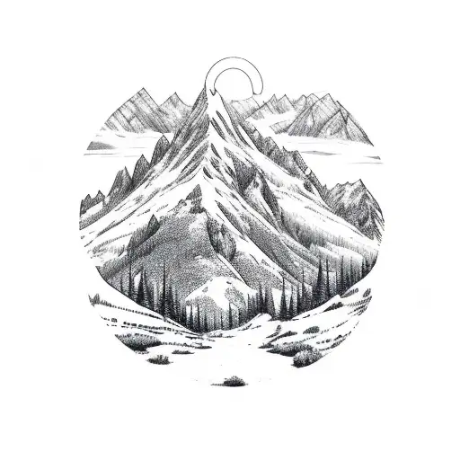Mountain Scene With 4 Bears