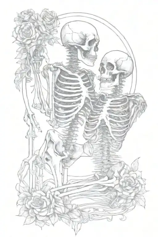 Kissing Lover Skeletons Tarot On A Card